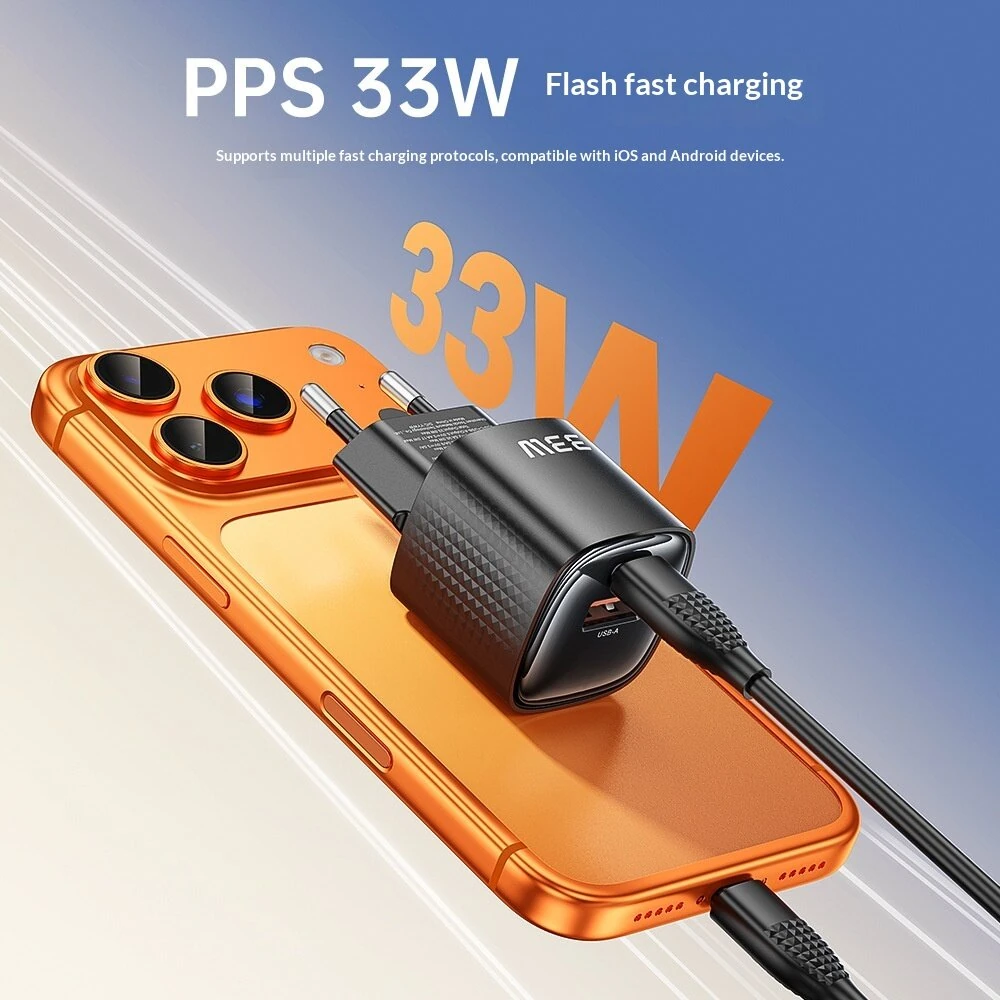 [GaN Tech] Toocki TC22331 33W 2-Port USB Charger USB-A+USB-C PD3.0 QC PPS Fast Charging Wall Charger Adapter EU Plug US Plug for iPhone 17 17 Pro 16 Pro Max 15 14 13 for Xiaomi 17pro for Huawei Mate XTs for Samsung for OPPO — view 6