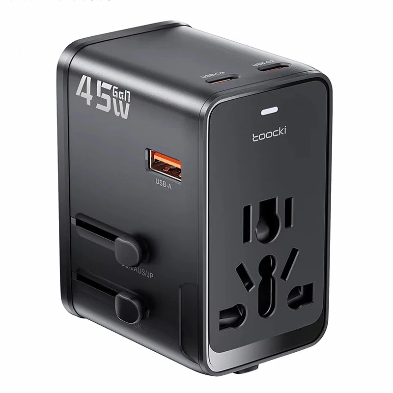 [GaN Tech] Toocki TC57451 45W 5-Port USB PD Charger USB-A+3USB-C+1AC Fast Charging Wall Charger Adapter with Universal Coverter Plug for iPhone 17 17Pro 16 15 14 Pro Max for Huawei Mate XTs for Xiaomi 17pro for SAMSUNG for OPPO — view 2