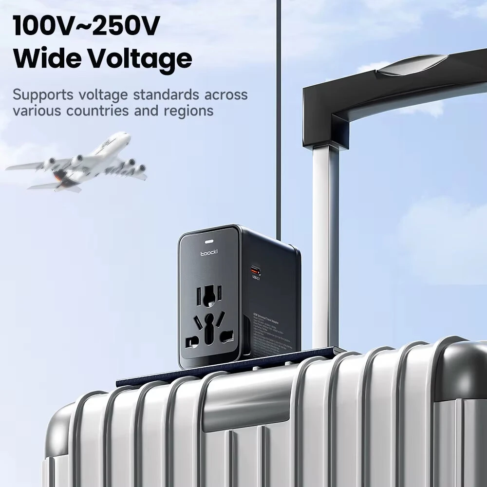 [GaN Tech] Toocki TC57451 45W 5-Port USB PD Charger USB-A+3USB-C+1AC Fast Charging Wall Charger Adapter with Universal Coverter Plug for iPhone 17 17Pro 16 15 14 Pro Max for Huawei Mate XTs for Xiaomi 17pro for SAMSUNG for OPPO — view 5