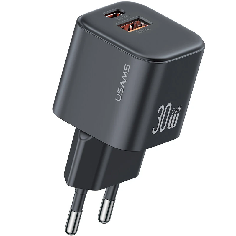 [GaN Tech] USAMS CC263 30W 2-Port USB Charger USB-A+USB-C Fast Charging Wall Charger Adapter EU Plug for iPhone 16 16 Pro 15 14 13 Pro Max for Huawei Pura X for Xiaomi 15pro for Samsung Galaxy S25 Ultra — view 7