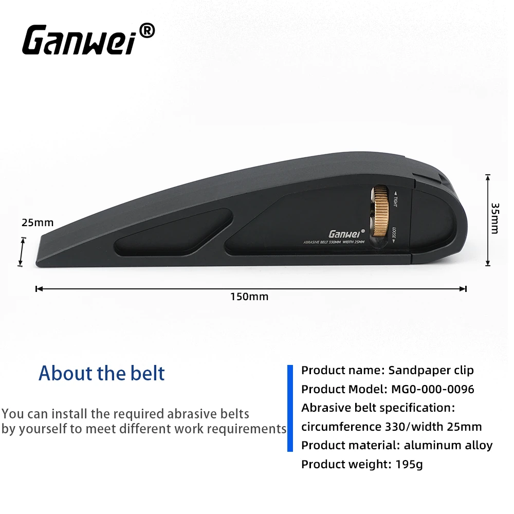 GANWEI Sandpaper Holder Hand Sanding Portable Adjustable Manual Curve Plane Sandbelt Grinding Polisher Sandpaperboard Woodworking Sandframe Tool — view 8