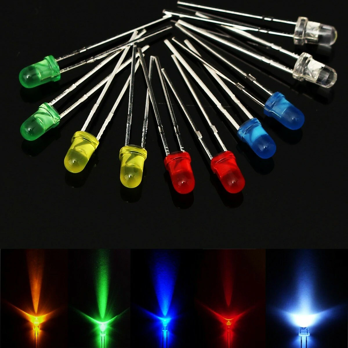 Geekcreit® 375pcs 3MM 5MM LED Light-emitting Diode Beads Resistance Lights Kits Bulb Lamp — view 3