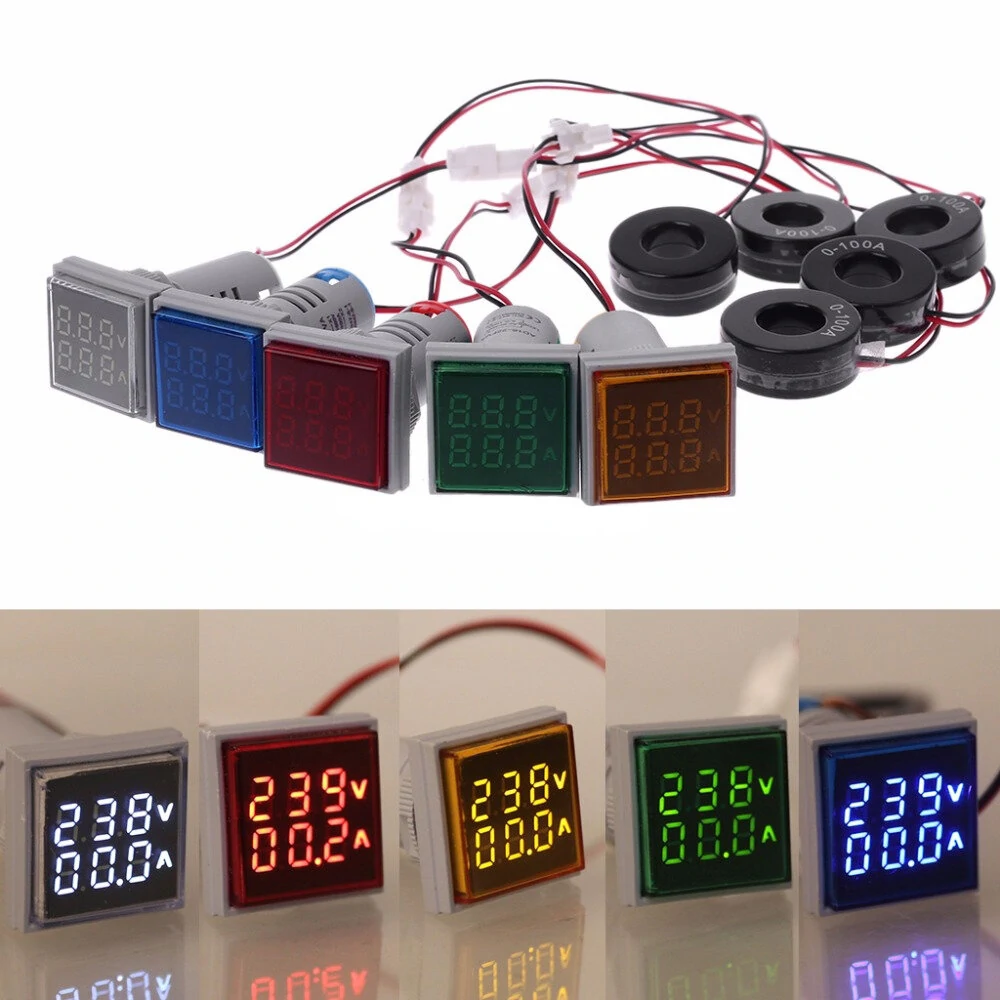 Geekcreit® AC 60-500V 0-100A D18 Square LED Digital Dual Display Voltmeter Ammeter Voltage Gauge Current Meter — view 2