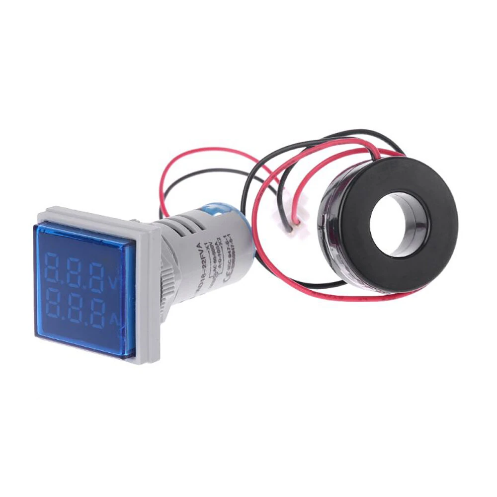 Geekcreit® AC 60-500V 0-100A D18 Square LED Digital Dual Display Voltmeter Ammeter Voltage Gauge Current Meter — view 3