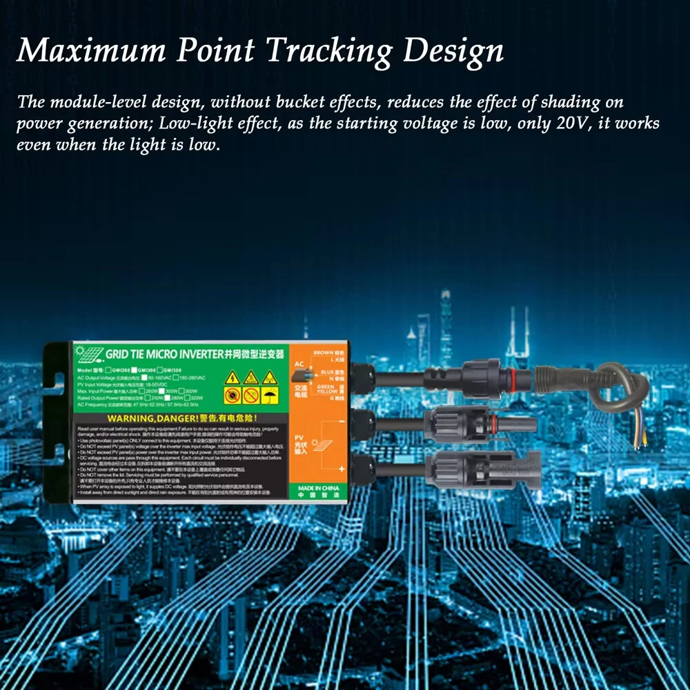 GMI 300W 110/230V Micro Inverter Smart Grid-Connected Solar Power Inverter for Balcony Power Plant MPPT Output Inverter — view 7