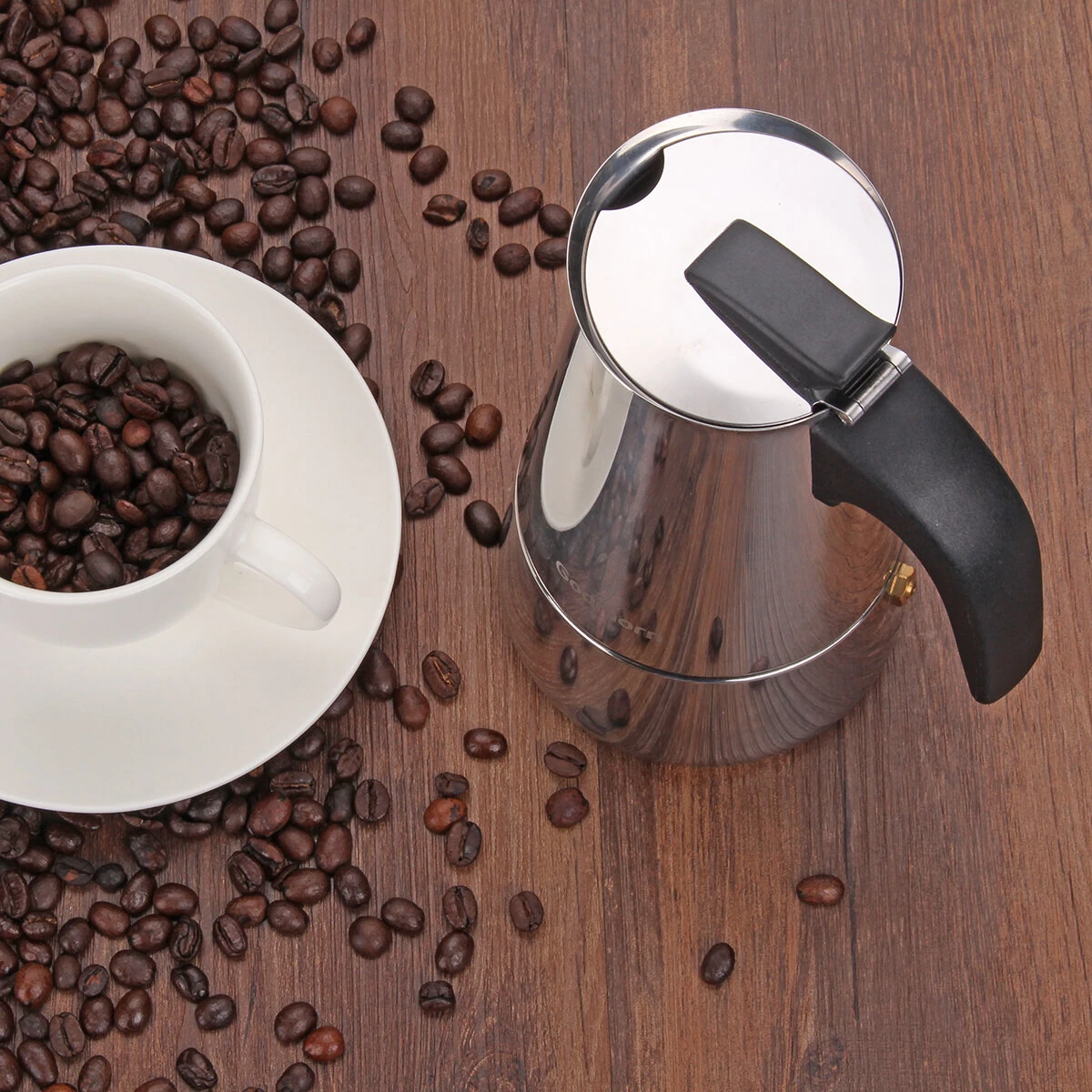 Godmorn Stovetop Espresso Maker Moka Pot Percolator Italian Coffee Maker 300ml/10oz/6 Cup Classic Cafe Maker 430 Stainless Steel Suitable For Induction Cookers — view 11