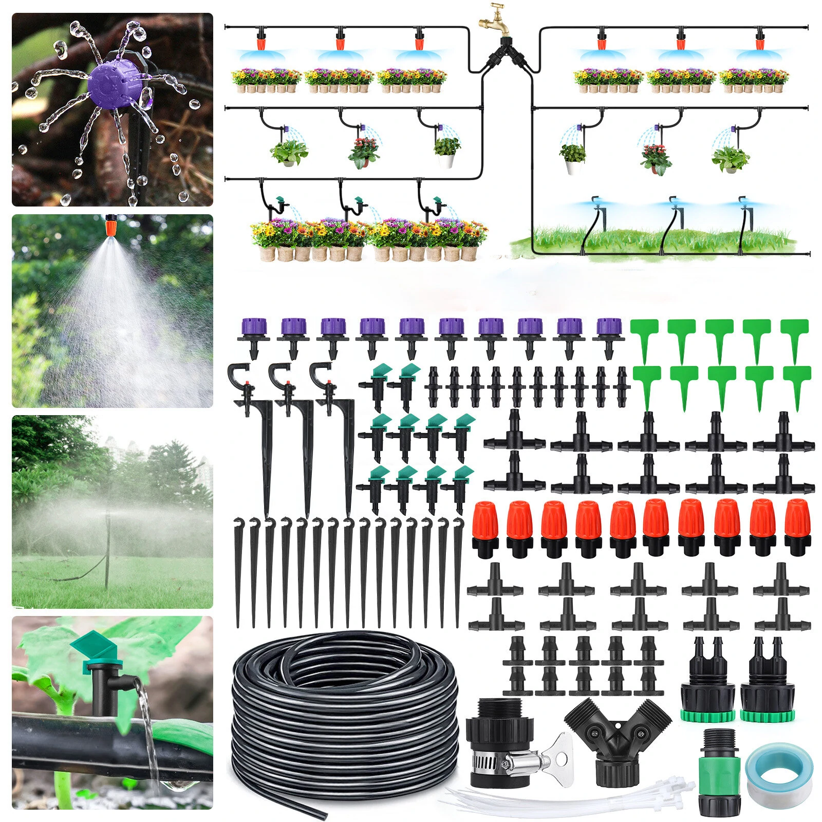 GOTGELIF 29M 153PCS Drip Irrigation Kit Automatic Sprinkler DIY Garden Watering Micro Drip Irrigation System Hose Kits — view 2