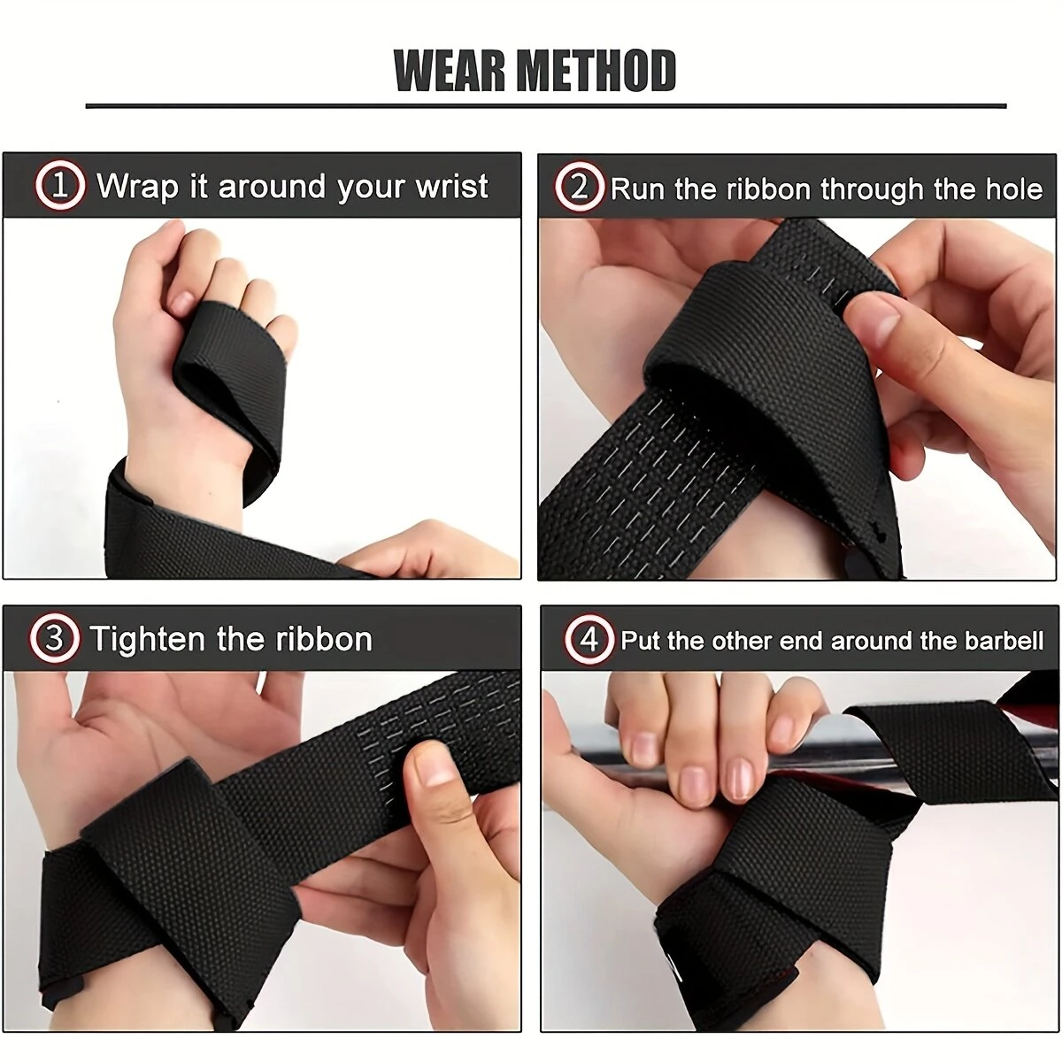 GOUNOD 1pair Sport Fitness Wrist Lifting Straps Wristband Silicone Non-slip Deadlift Grip Belt for Fitness Weightlifting Pull-up Exercise Training — view 3