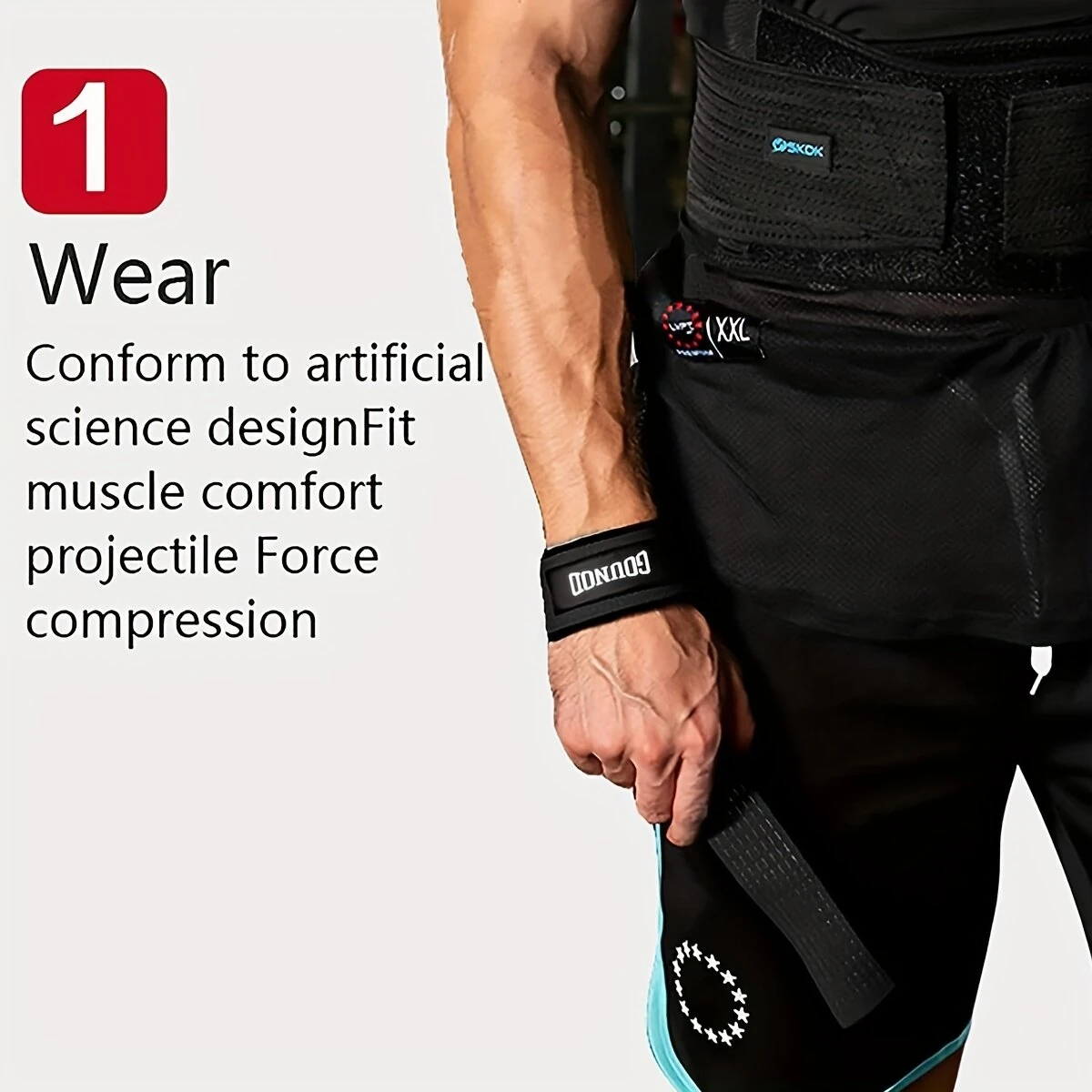 GOUNOD 1pair Sport Fitness Wrist Lifting Straps Wristband Silicone Non-slip Deadlift Grip Belt for Fitness Weightlifting Pull-up Exercise Training — view 4
