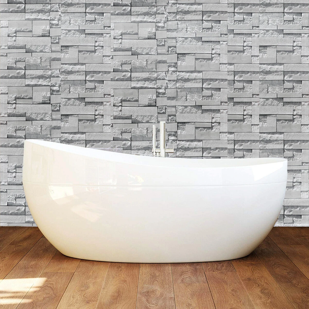 Gray Wallpaper Sticker Wall Cloth Wallpaper Self-Adhesive Waterproof Pvc Retro B — view 7