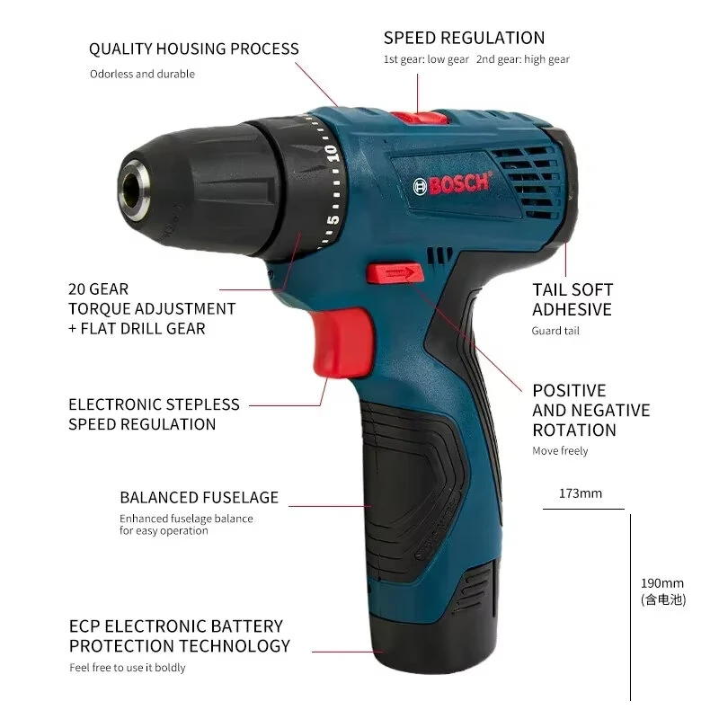 GSR120-LI for BOSCH Cordless Electric Drill 12V Lithium-Ion 2-Speed Adjustable High Torque Lightweight Power Tool for Wood and Metal Drilling No Battery No Charger — view 7