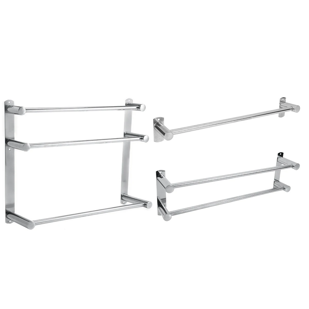 GUGE Towel Rail Rack Stainless Steel 1/2/3 Layer Shelf Holder Hook Wall Mounted Bath — view 6