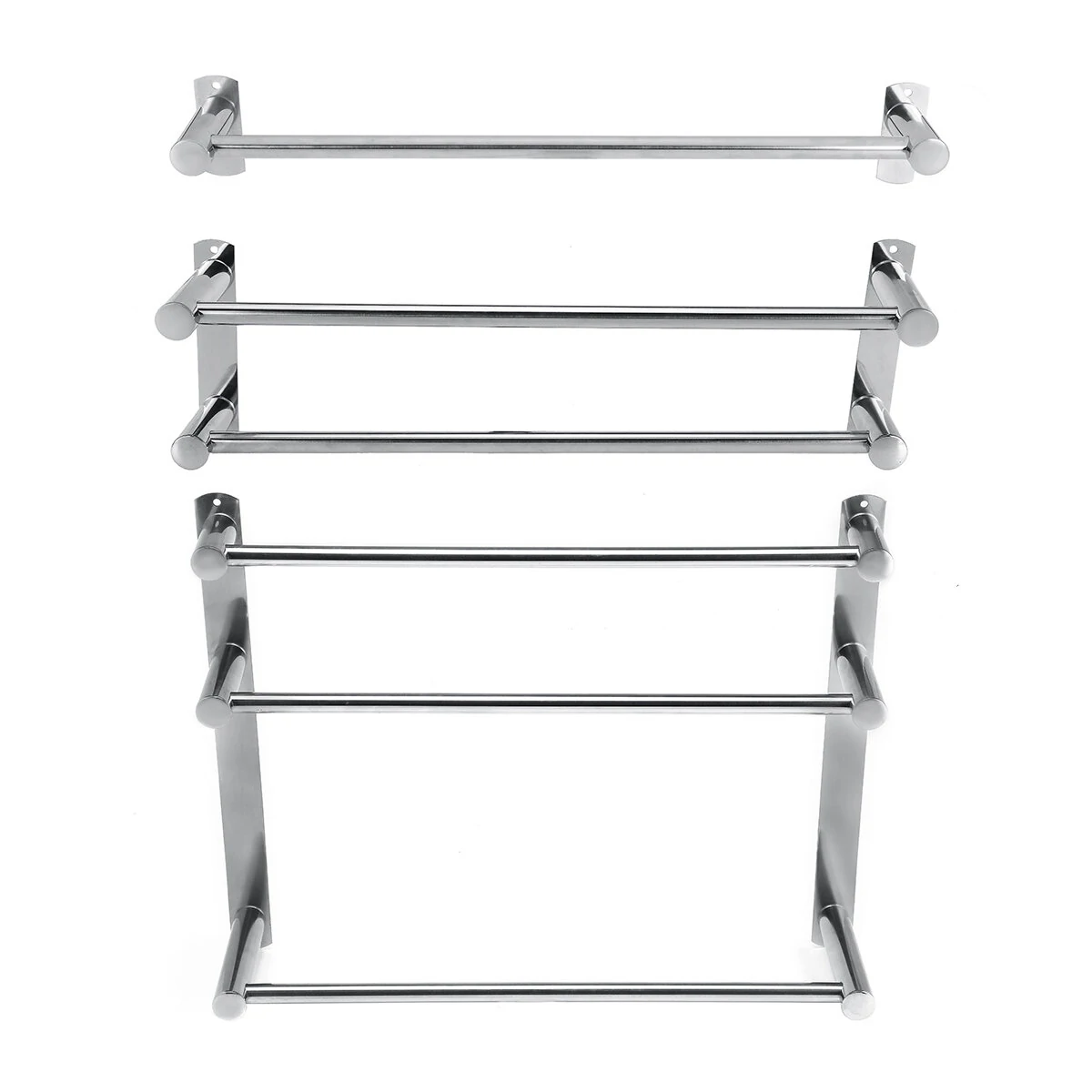 GUGE Towel Rail Rack Stainless Steel 1/2/3 Layer Shelf Holder Hook Wall Mounted Bath — view 7