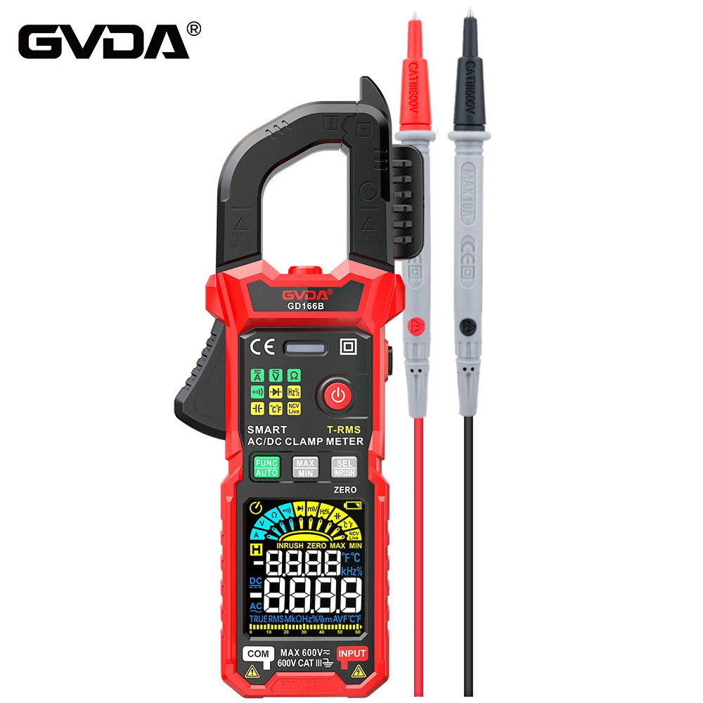 GVDA Digital Clamp Meter Multimeter Auto Range True RMS NCV DC AC Voltage Inrush Current Temperature Tester Automatic Voltmeter GD166A/GD166B/GD168B — view 4