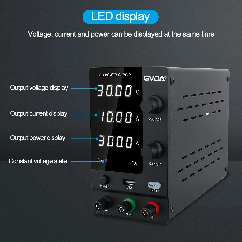 GVDA Digital DC Power Supply Adjustable DC Regulated Switchable Laboratory Bench Power Source Stabilizer Voltage Regulator — view 3