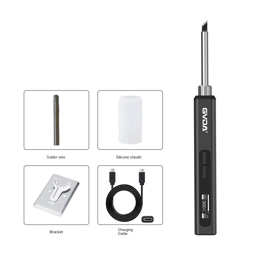 GVDA PD65W Intelligent Electric Soldering Iron with Constant Temperature Control 65W Power Fast Charging USB Type-C Interface OLED Display DIY Tool with Heat-Resistant Silicone Sleeve for Precision Work — view 7