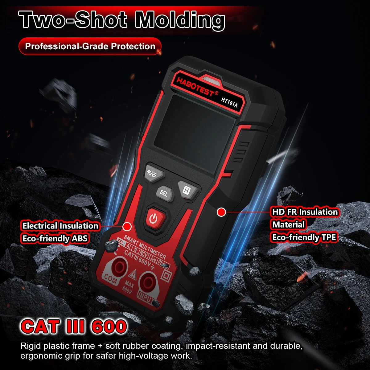 Habotest HT161A Smart Digital Multimeter AC DC Voltage Resistance Capacitance True RMS LCD Display Auto Range NCV Continuity Test — view 4