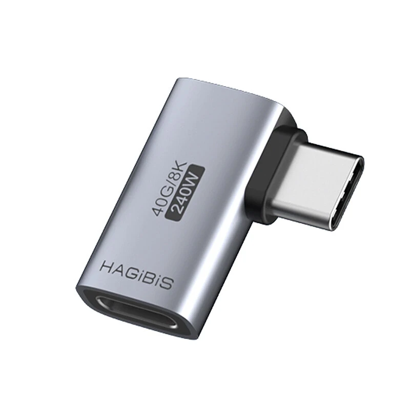 Hagibis 240W USB-C to USB-C Adapter 40Gbps 8K 60Hz 90° Converter USB4 Adapter for Thunderbolt 4/3 MacBook iPhone 16 Pro Tablet — Hagibis