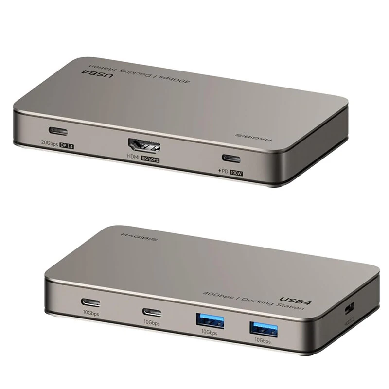Hagibis BD246A USB4 Docking Station 7-in-1 USB Hubs Splitter Adapter with 10Gbps USB-A*2 / 10Gbps USB-C*2 / PD100W / 8K60Hz HD / 20Gbps DP1.4 for PC Laptop Computer — view 2