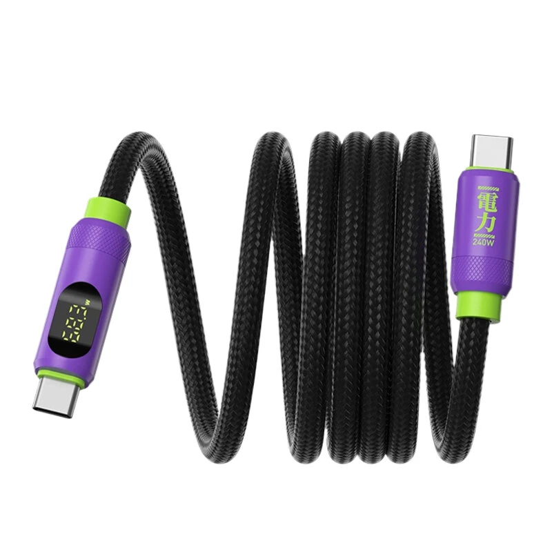 Hagibis SX04S 240W Magnetic USB-C to USB-C Cable with LED Display PD3.1 Fast Charging Data Transmission Copper Core Line 1M/2M Long for iPhone 16 16 Pro 15 15 Plus for Huawei Mate XT for Xiaomi 15pro for Samsung Galaxy Z Flip6 — Hagibis