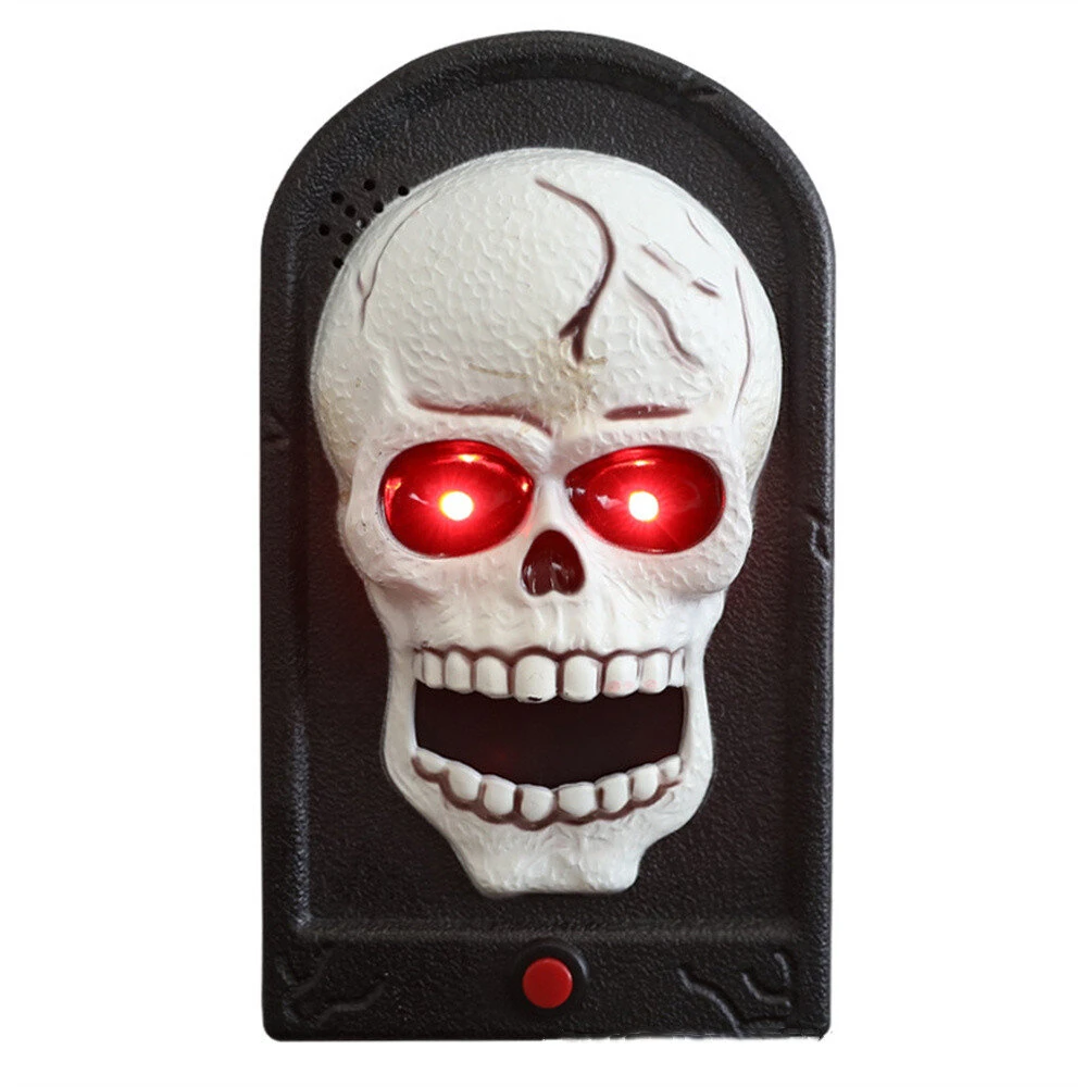 Halloween Doorbell Decorations With Spooky Sounds & Lightup Eyes Animated Pumpkin/Skull/Witch Design for Scary Door Decoration Prank Prop Trick Or Treats Event — view 2