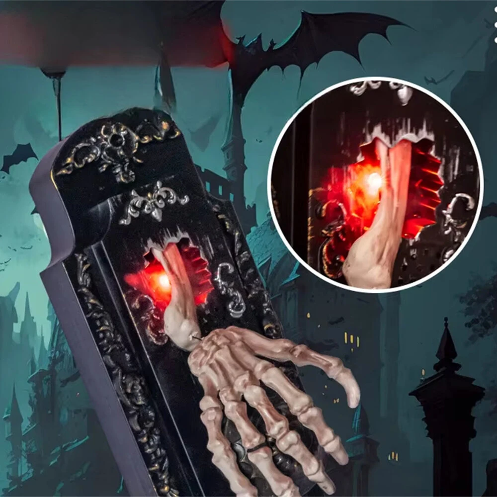 Halloween Spooky Doorbell Sensor Spray Door Lock Luminous Audible Touch Sound Induction Venue Layout Haunted House — view 4
