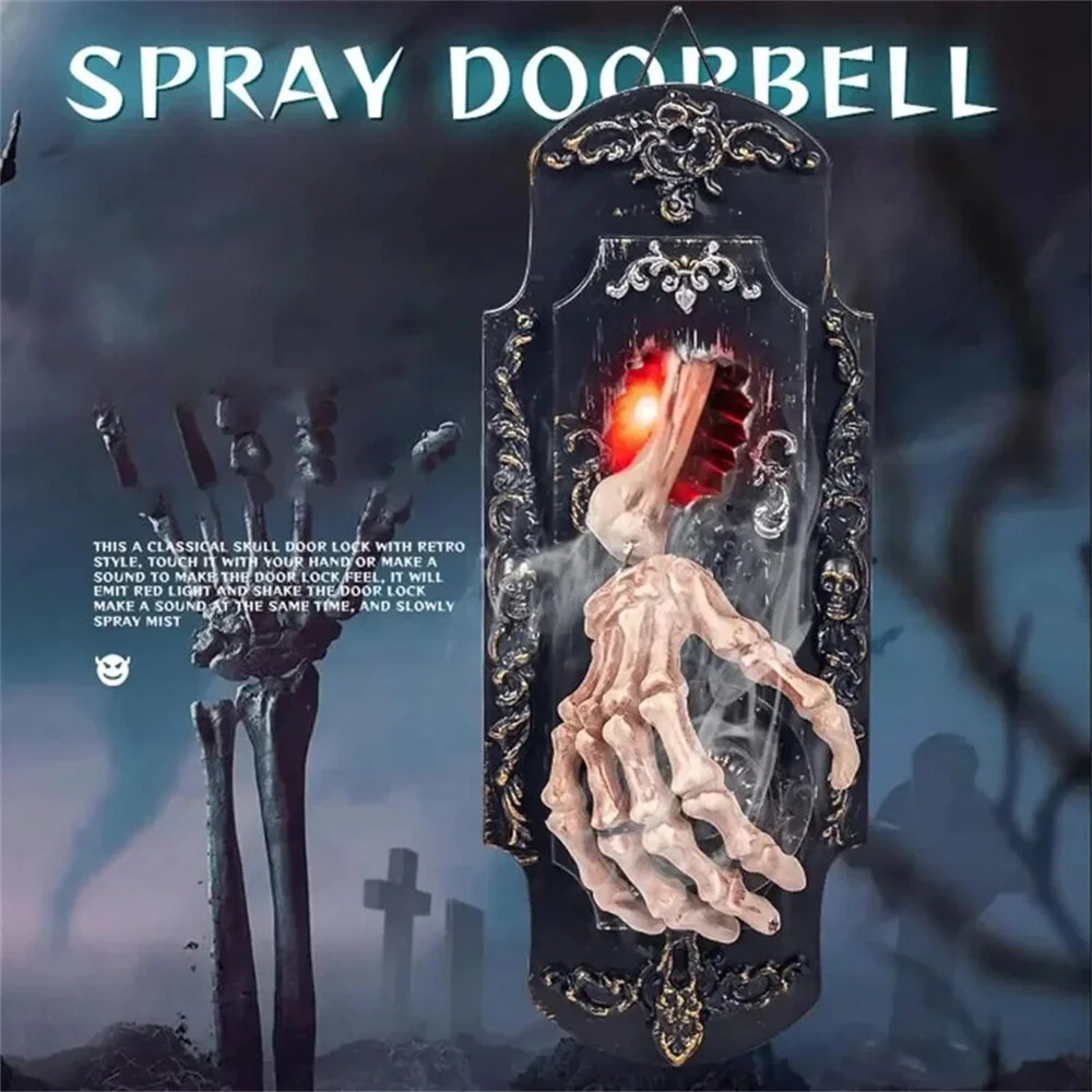 Halloween Spooky Doorbell Sensor Spray Door Lock Luminous Audible Touch Sound Induction Venue Layout Haunted House — view 6