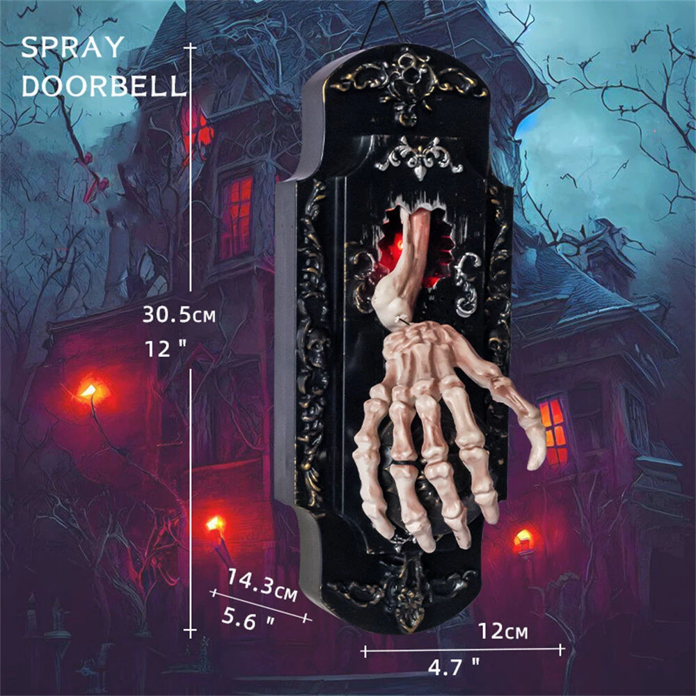 Halloween Spooky Doorbell Sensor Spray Door Lock Luminous Audible Touch Sound Induction Venue Layout Haunted House — view 9