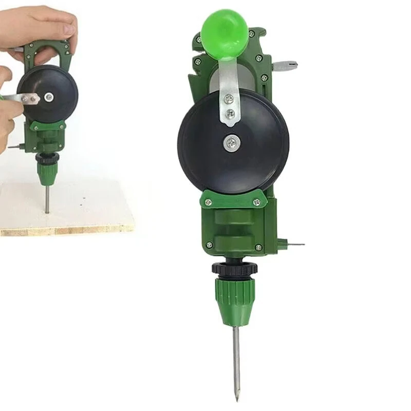 Hand Crank Hole Puncher Manual Drill Multi Purpose Tool for Wood Glass Sharpening Lightweight Portable Metal ABS Construction — Hand