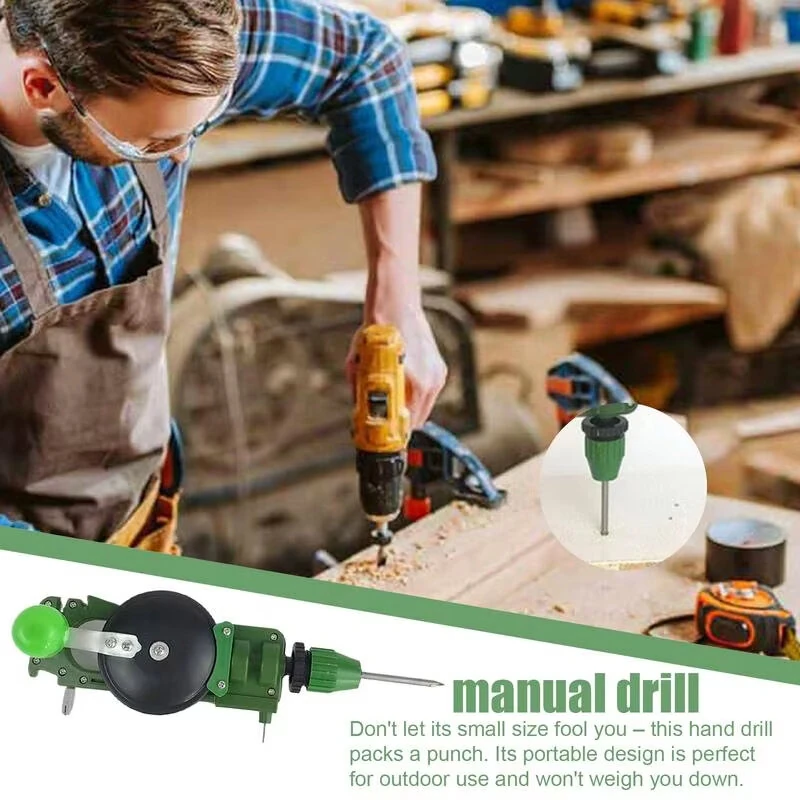 Hand Crank Hole Puncher Manual Drill Multi Purpose Tool for Wood Glass Sharpening Lightweight Portable Metal ABS Construction — view 3