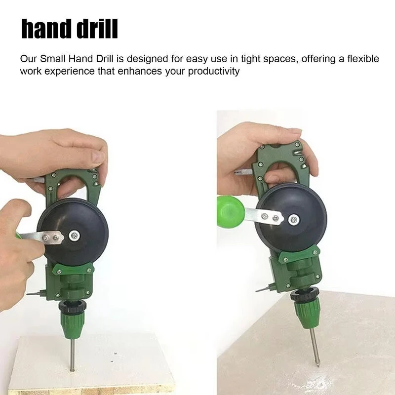Hand Crank Hole Puncher Manual Drill Multi Purpose Tool for Wood Glass Sharpening Lightweight Portable Metal ABS Construction — view 4