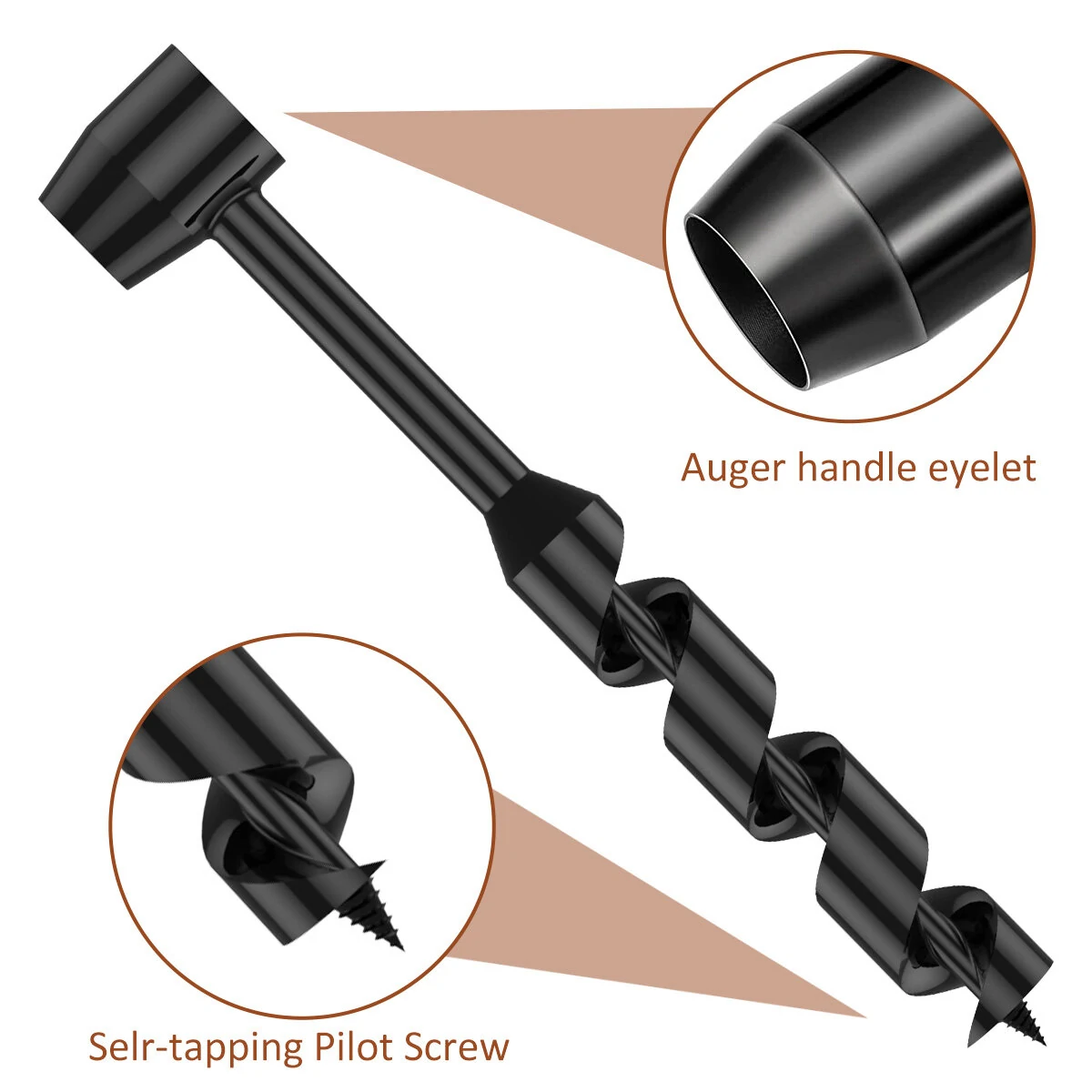 Hand Drill Carbon Steel Manual Auger Drill Portable Manual Survival Drill Bit Self-Tapping Survival Wood Punch Tool 4 Size Options Available — view 4