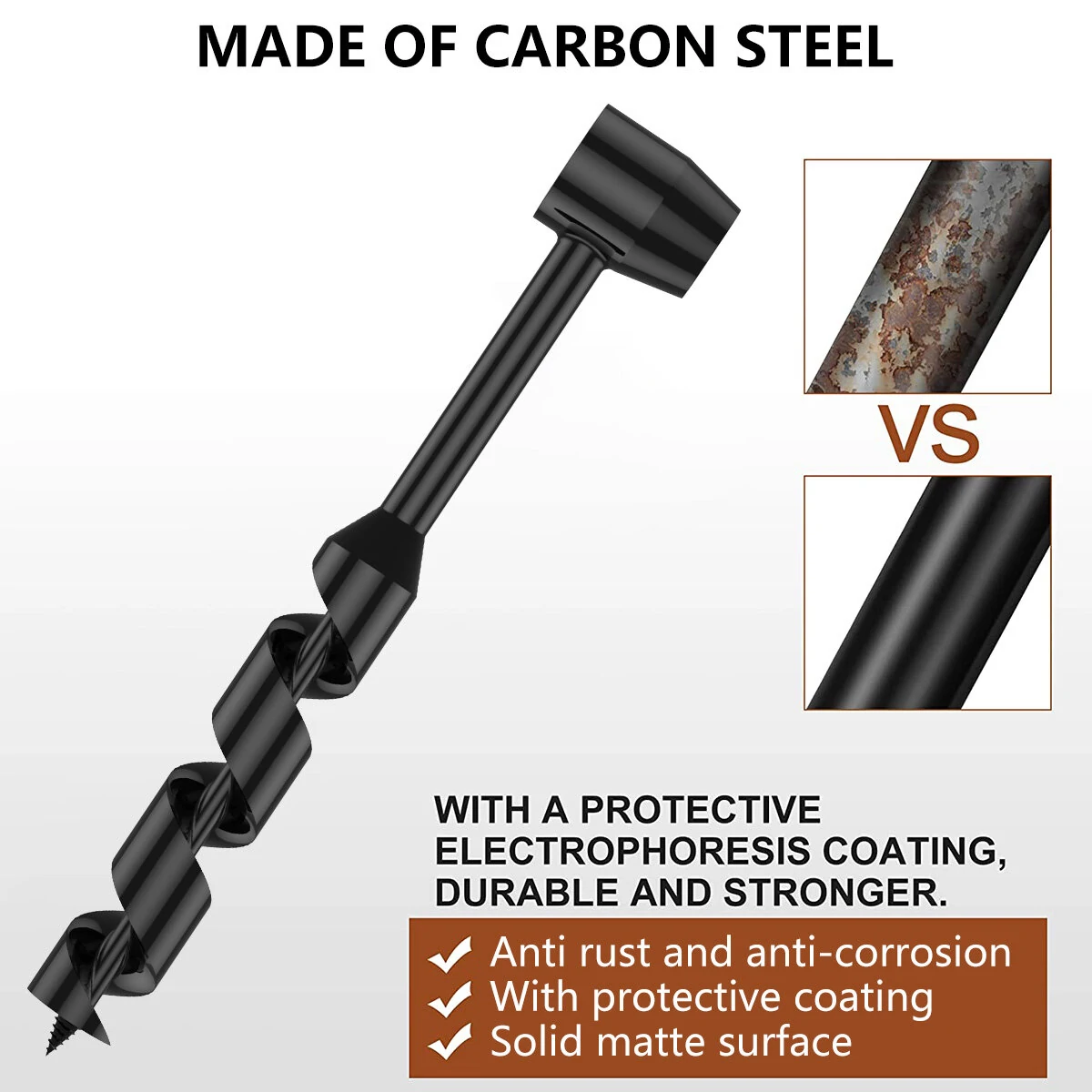 Hand Drill Carbon Steel Manual Auger Drill Portable Manual Survival Drill Bit Self-Tapping Survival Wood Punch Tool 4 Size Options Available — view 5