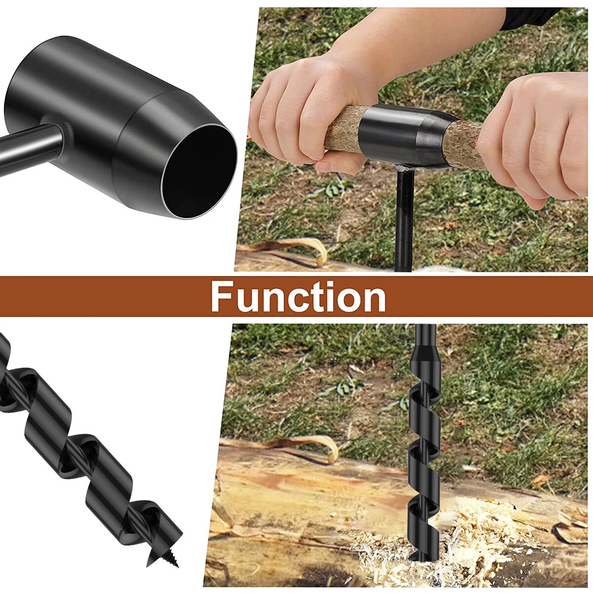 Hand Drill Carbon Steel Manual Auger Drill Portable Manual Survival Drill Bit Self-Tapping Survival Wood Punch Tool 4 Size Options Available — view 7