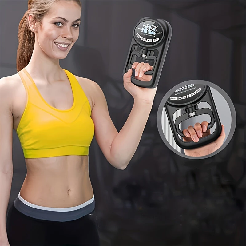 Hand Dynamometer Digital Grip Strength Tester 265 lb 120 kg Max Rechargeable Battery USB LED Display Windproof Rubberized Indoor Outdoor Use — view 5