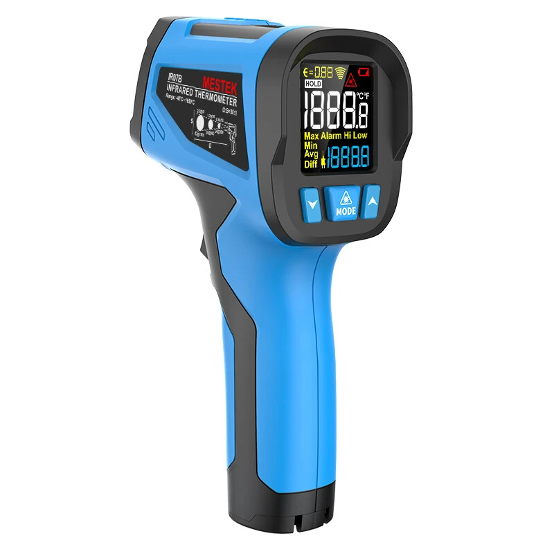 Handheld Infrared Thermometer IR07 IR07A IR07B Wide Temperature Range VA Screen High Precision Laser Adjustable Emissivity Industrial K Type Thermocouple Temperature Measurement — view 2