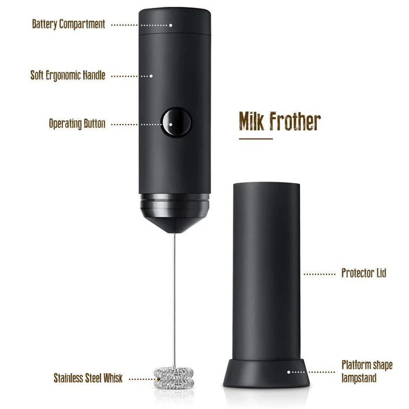 Handheld Milk Frother Automatic Electric Cream Mixer Handheld Egg Mixer Portable Foam Maker Compact Whisk Drink Mixer Mini Foamer for Cappuccino Coffee — view 9