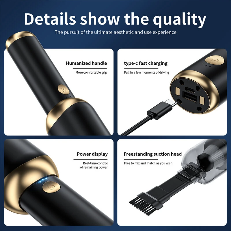 Handheld Vacuum Cleaner P9 Car Vacuum Cleaner 6000mah Wireless Mini Portable Household Multi-Functional with Flashlight, USB Rechargeable Vacuum Cleaner — view 6