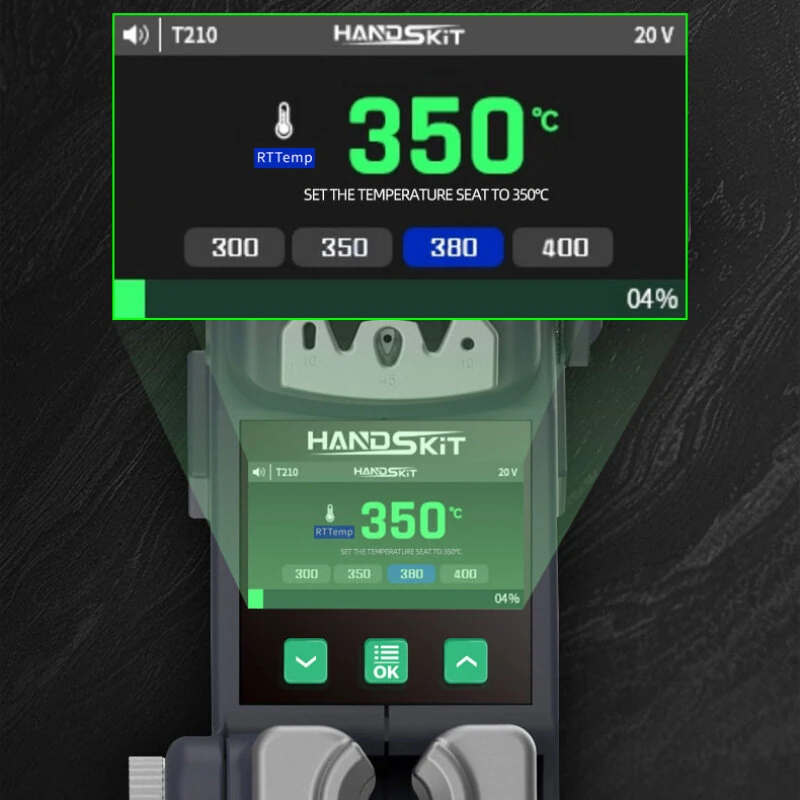 HANDSKIT S5 Portable Welding Station Rapid Heating Intelligent Sleep Function Adjustable Temperature 100-450℃ Compatible with 210 245 115 Handles Large Color Screen Compact Design — view 5