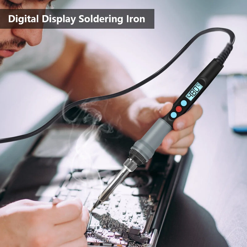 HANDSKIT SI926 90W Digital Adjustable Temperature Electric Soldering Iron Kit for BGA SMD PCB IC Repair Without Spare Tip — view 5