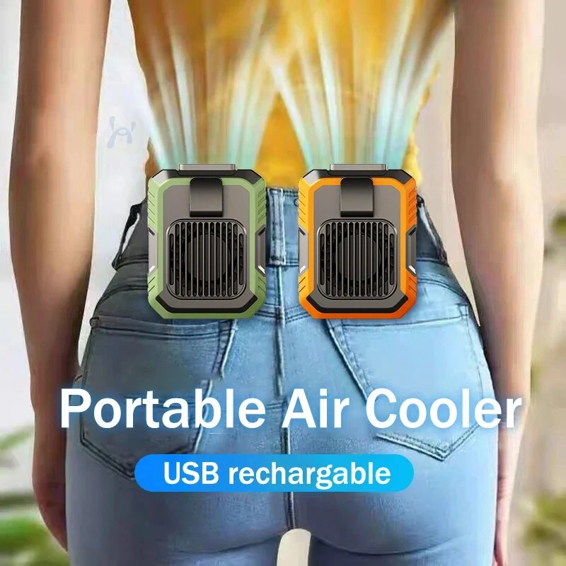 Hanging Waist Fan Portable Outdoor Sports 6000mAh High Capacity Battery Life Two-Way Rechargeable Multipurpose Neck Fan Strong Wind Power Polymer Lithium Battery — Hanging