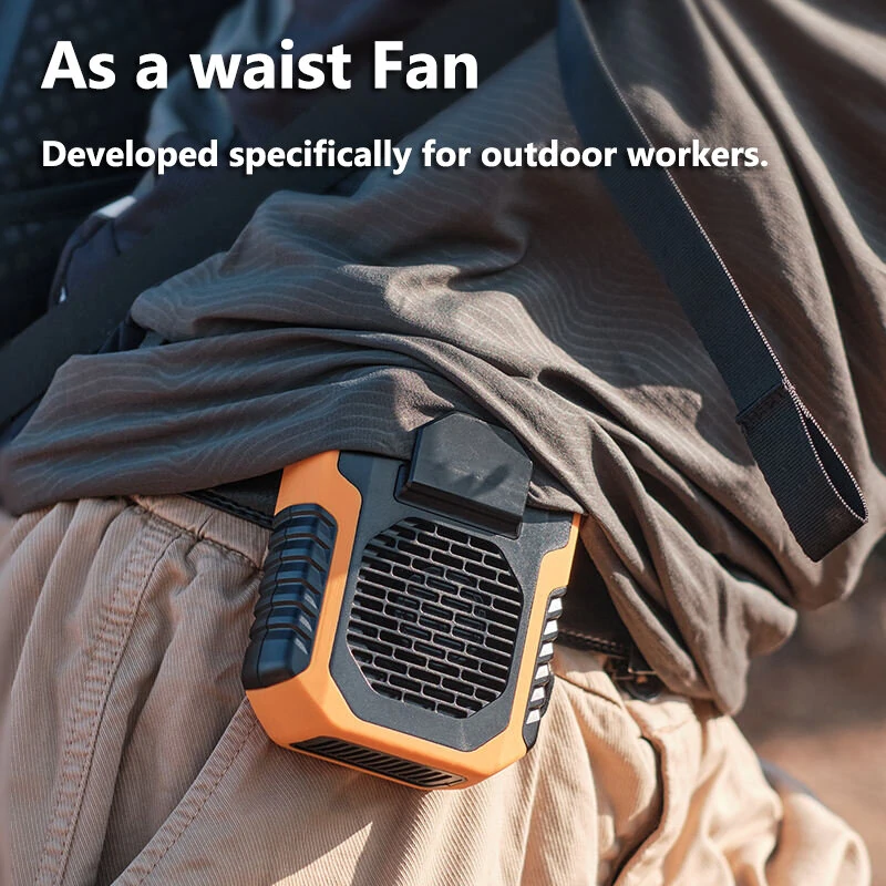 Hanging Waist Fan Portable Outdoor Sports 6000mAh High Capacity Battery Life Two-Way Rechargeable Multipurpose Neck Fan Strong Wind Power Polymer Lithium Battery — view 5