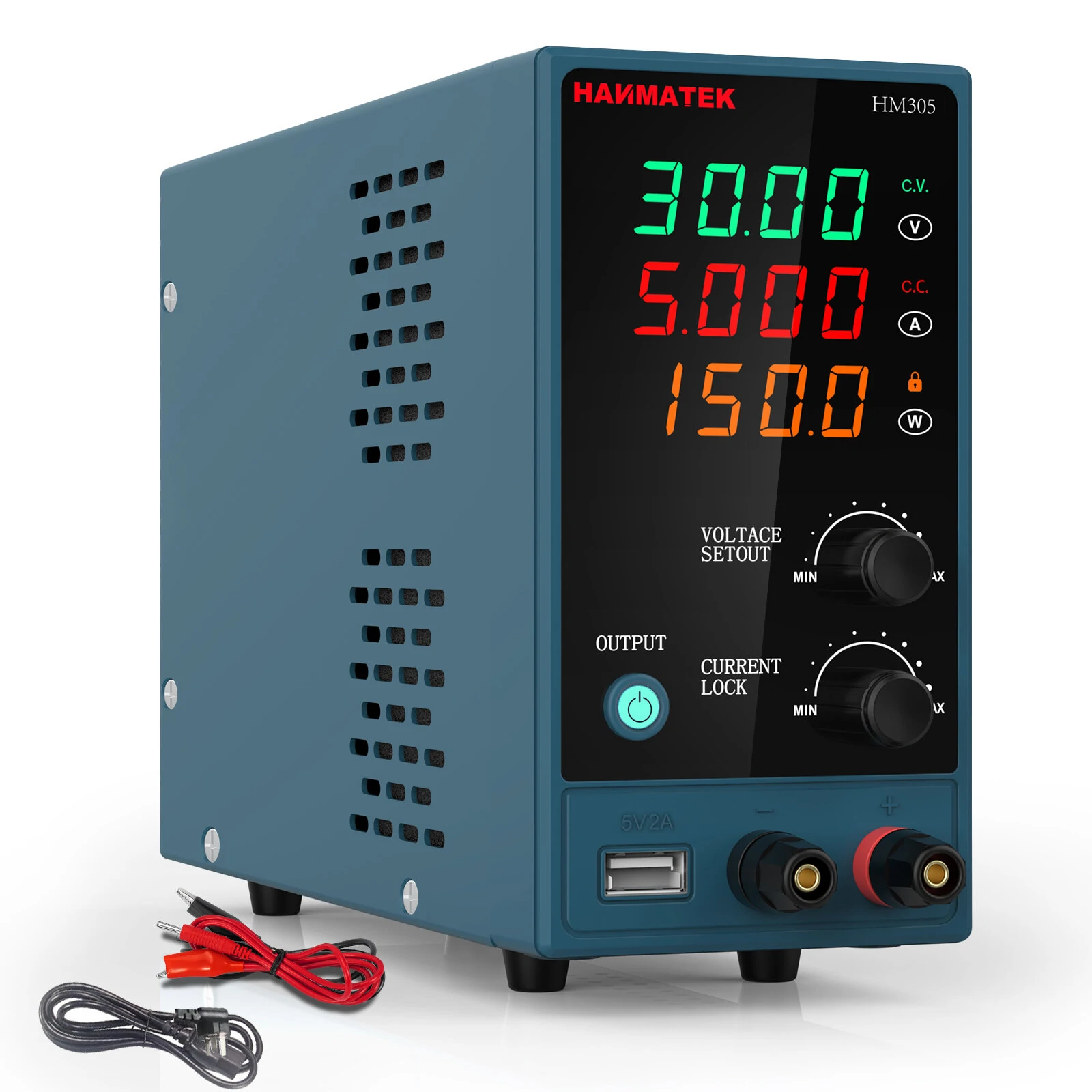 HANMATEK HM305 Direct Current Power Supply Dual USB Output 0-30V 0-5A Precision Control Compact Design High-Efficiency Charging — view 5