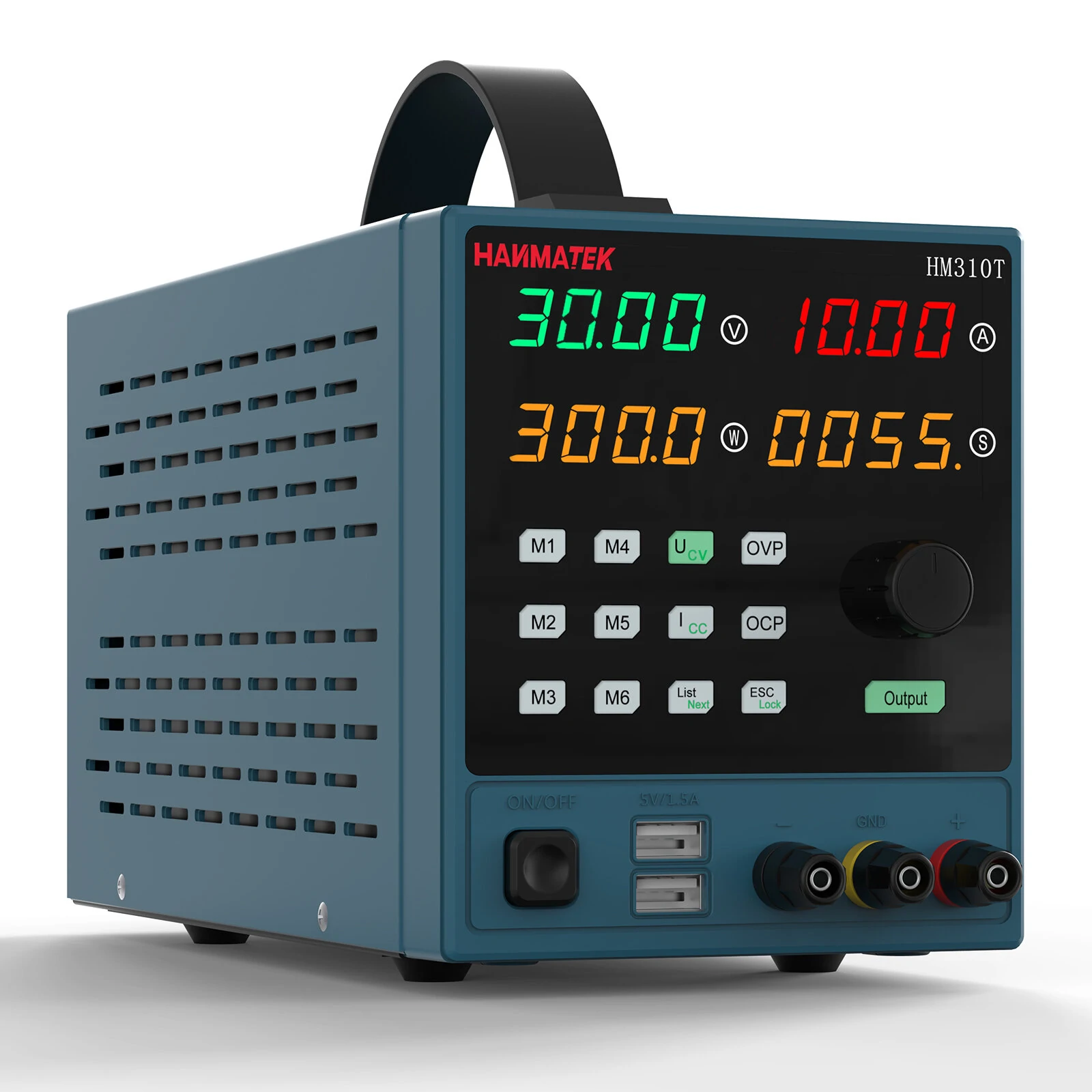 HANMATEK HM310-T Black Direct Current Stabilized Power Supply 30V 10A Dual-Frequency Programmable Dual USB Output Best for Precision Projects — view 7