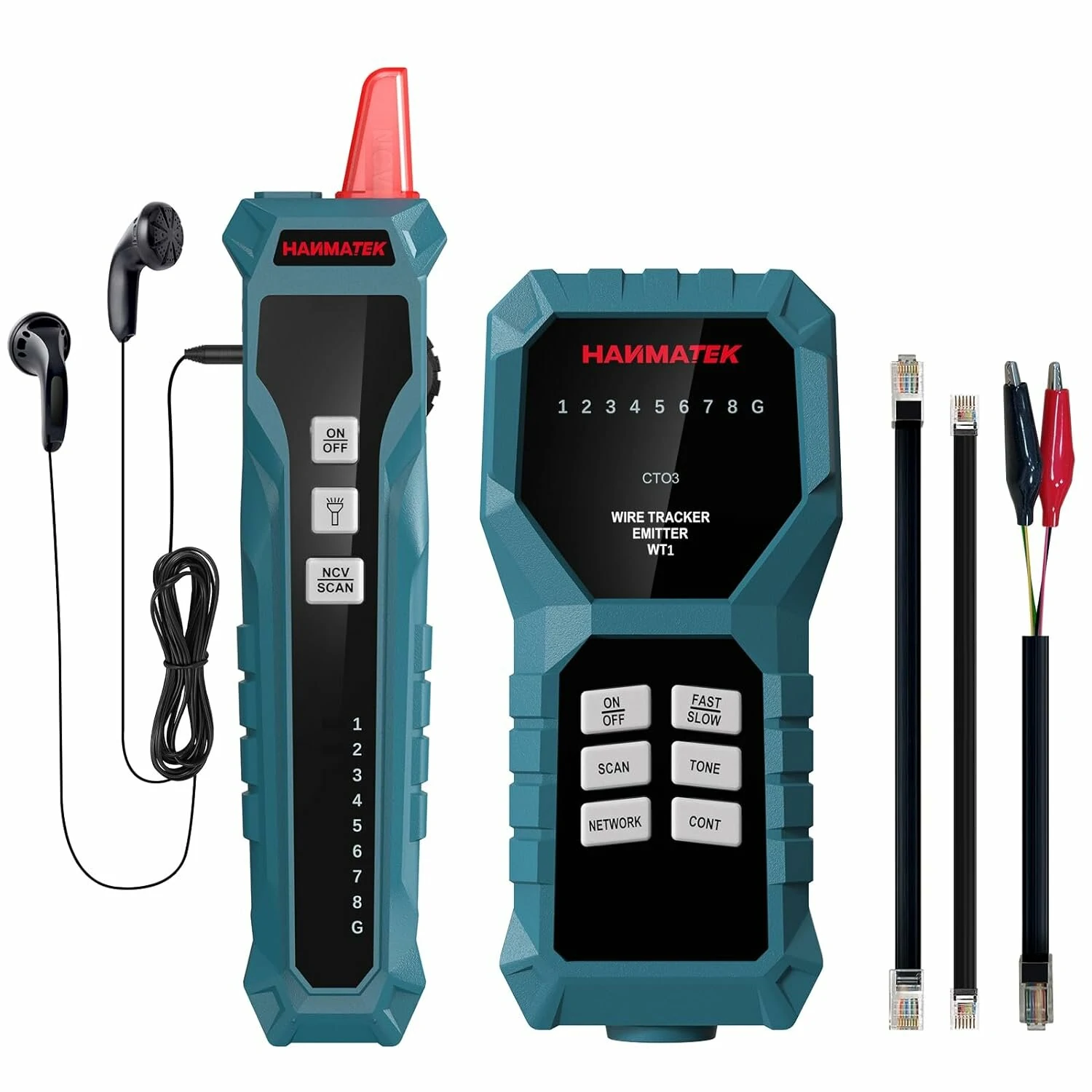 HANMATEK WT1 Network Cable Tester RJ45 RJ11 Multifunction Open Short Circuit Finder Volume Adjustable Comfortable Wire Tracing Tool with Essential Accessories Included — view 2