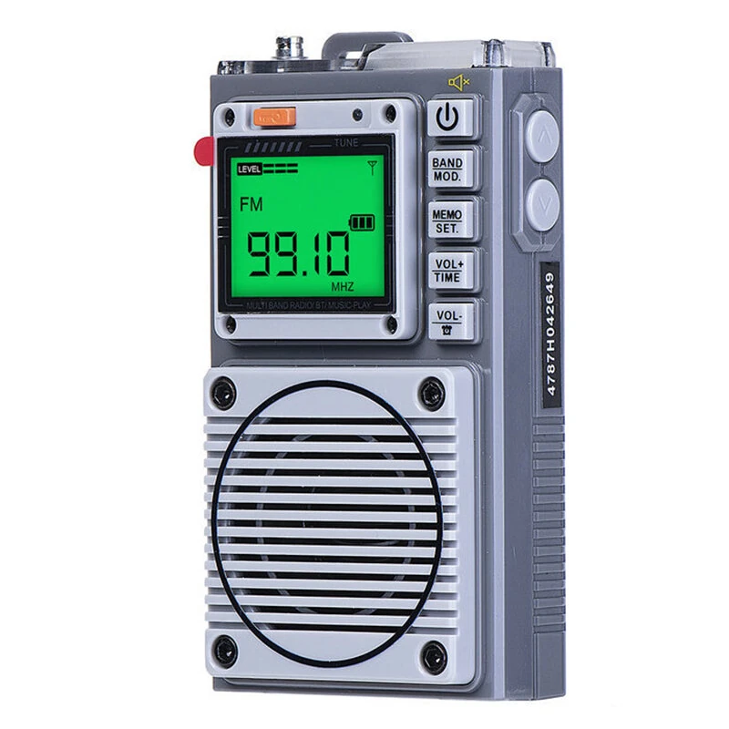 Hanrongda HRD-787 AM/FM/SW/WB Portable Radio Full Band Radio bluetooth Music Player TF Card Input Built-in Flashlight SOS Alarm Elderly Walkman Plug and Play