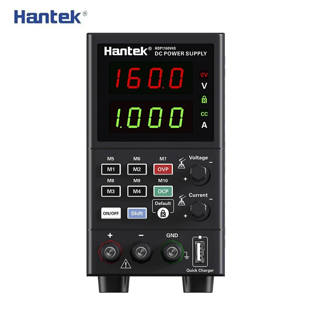 Hantek HDP1160V4S DC Power Supply Four-Digit Display Versatile USB Charging Over Protection Safety Features 0~160V/0~8A Output Perfect for Electronics Testing and Repairing — HANTEK
