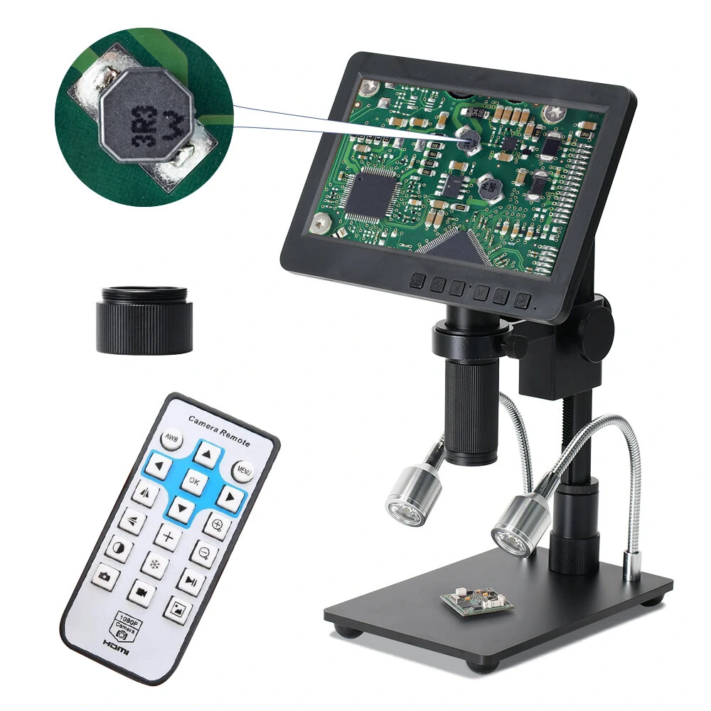 HAYEAR 26MP HDMI-compatible Digital Microscope 2100X Digital Magnification Adjustable 7 inch Screen 60fps Hight Frames Rate Microscope Camera with HDR Mode Can Eliminate Metal Reflection For Soldering HY-2070 — HAYEAR