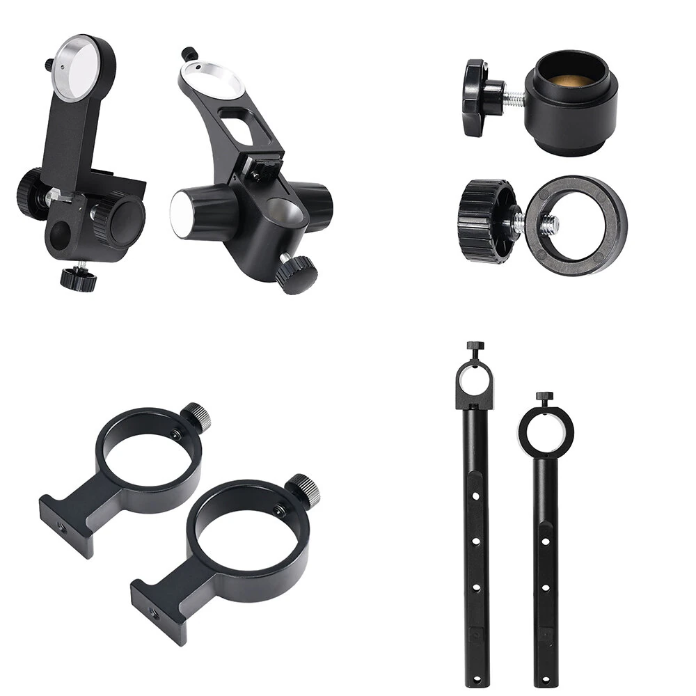 HAYEAR Microscope Accessories Set Microscope Stand Ring Adapter Monocular Lens Holder Compatible 25mm 32mm 50mm Metal Industrial Stereo Microscope Precision Focusing Adjustable Arm Display Mount — view 2