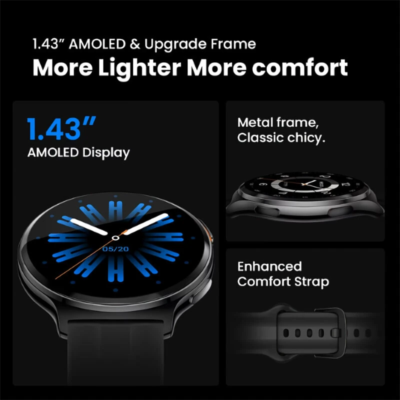 HAYLOU Solar Lite 2 1.43-inch AMOLED Display 1ATM Waterproof Heart Rate Blood Pressure Blood Oxygen Monitor Sleep Monitoring Multi-sport Modes Smart Watch — view 4